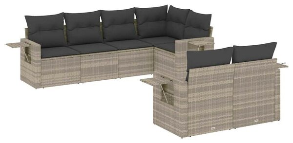 VidaXL Polyrattan Kerti Ülőgarnitúra - 7 részes, Világosszürke