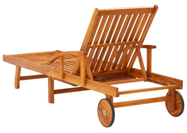 VidaXL Akácfa Napozóágy - Asztallal és Párnával - 200cm
