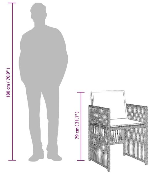 VidaXL Polyrattan Kerti Étkezőgarnitúra - 9 részes