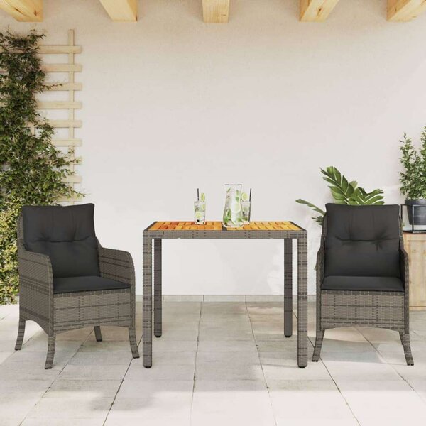 VidaXL Polyrattan Kerti Étkezőgarnitúra - 3 részes - Szürke