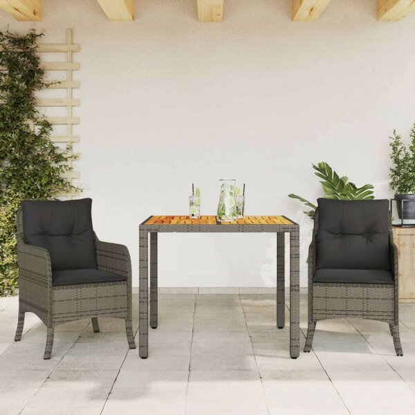 VidaXL Polyrattan Kerti Étkezőgarnitúra - 3 részes - Szürke