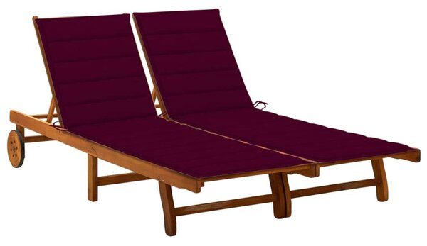 VidaXL 2 Személyes Akácfa Napozóágy - 200cm - Párnákkal
