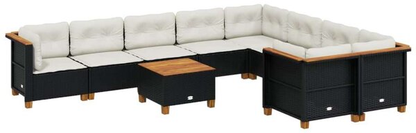 VidaXL Polyrattan Kerti Ülőgarnitúra - 10 részes - Fekete