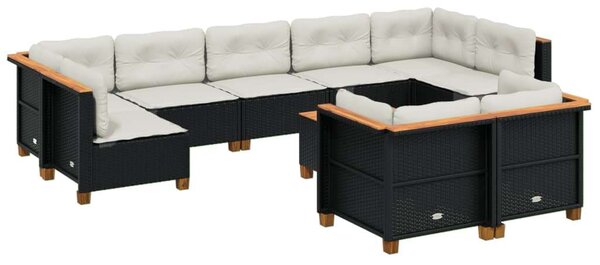 VidaXL Polyrattan Kerti Ülőgarnitúra - 10 részes - Fekete