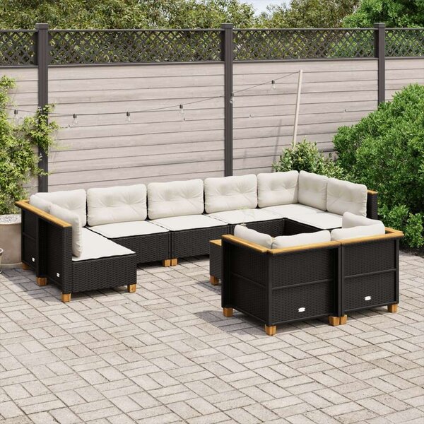 VidaXL Polyrattan Kerti Ülőgarnitúra - 10 részes - Fekete