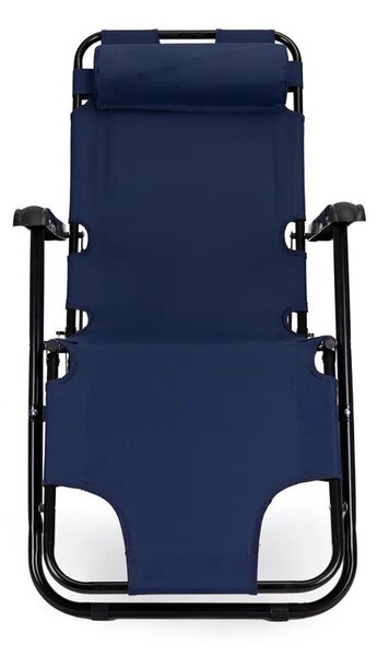 Összecsukható kerti napozóágy fejtámlával, kék, 150 kg, dönthető