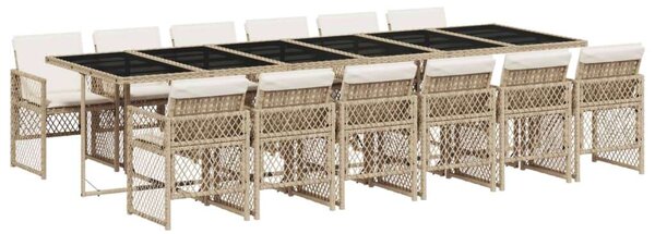 VidaXL Polyrattan Kerti Étkezőgarnitúra - 13 részes - Bézs