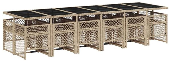 VidaXL Polyrattan Kerti Étkezőgarnitúra - 13 részes - Bézs