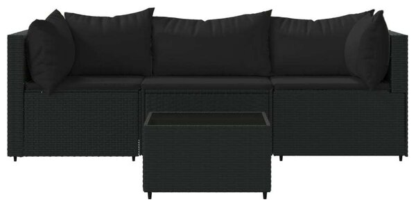 VidaXL Polyrattan Kerti Ülőgarnitúra - 4 részes - Fekete