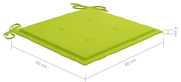 Akácfa Kertbútor Szett - 6 db Étkezőszék Élénkzöld Párnákkal