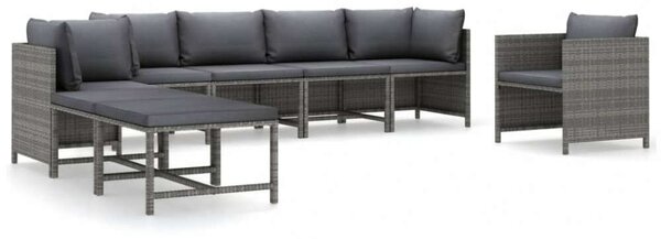Polyrattan Kerti Ülőgarnitúra - 8 részes - Szürke