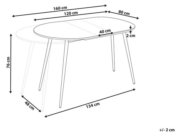 Kihúzható étkezőasztal STAVERTON Fehér 120/160 cm 80 cm