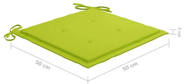 Akácfa Kertbútor Szett - 6 db Étkezőszék Élénkzöld Párnákkal