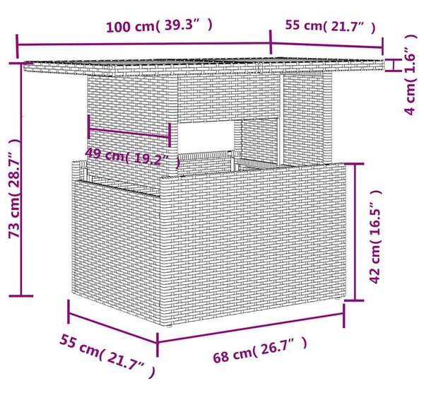 VidaXL Polyrattan Kerti Ülőgarnitúra - 9 részes - Világosszürke