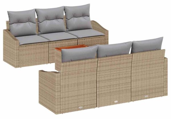 VidaXL Kerti Kanapé Szett 7 pcs Beige és Világosszürke polirattan