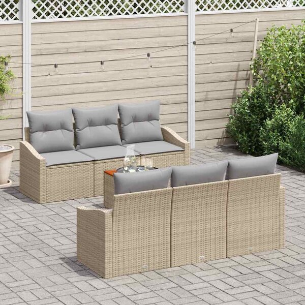 VidaXL Kerti Kanapé Szett 7 pcs Beige és Világosszürke polirattan