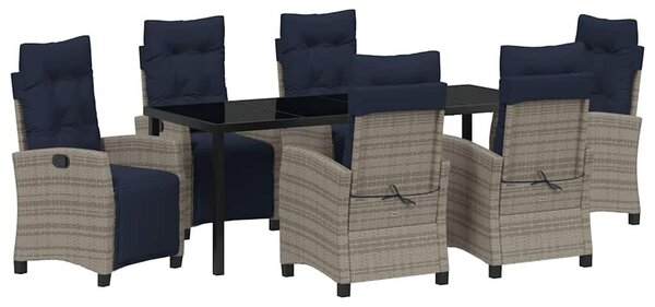 VidaXL Kert étkező szett párnával 7 pcs Szürke polirattan
