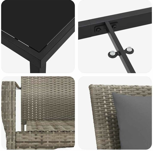 VidaXL Kert étkező szett párnával 5 pcs Szürke polirattan