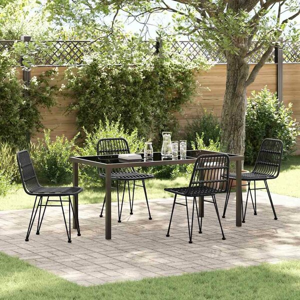 VidaXL Kert étkező szett 5 pcs Fekete Poli rattan