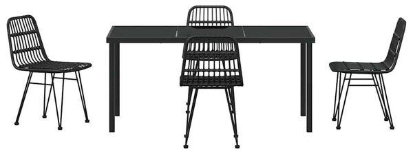 VidaXL Kert étkező szett 5 pcs Fekete Poli rattan