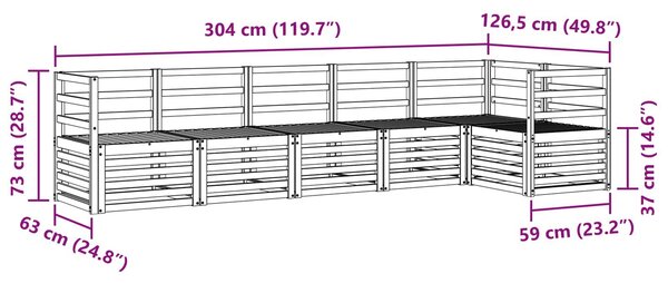 VidaXL Szegmentált kanapé szett 6 pcs Természetes Tömör Akácfa