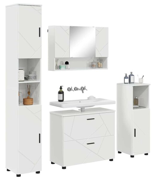 Fürdőszoba bútor szett 4 pcs Magasfényű fehér 30 x 35 x 192 cm