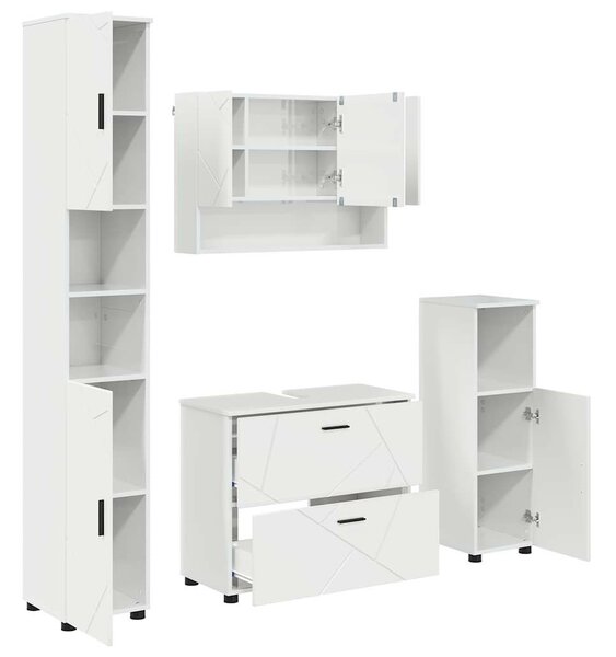 Fürdőszoba bútor szett 4 pcs Magasfényű fehér 30 x 35 x 192 cm