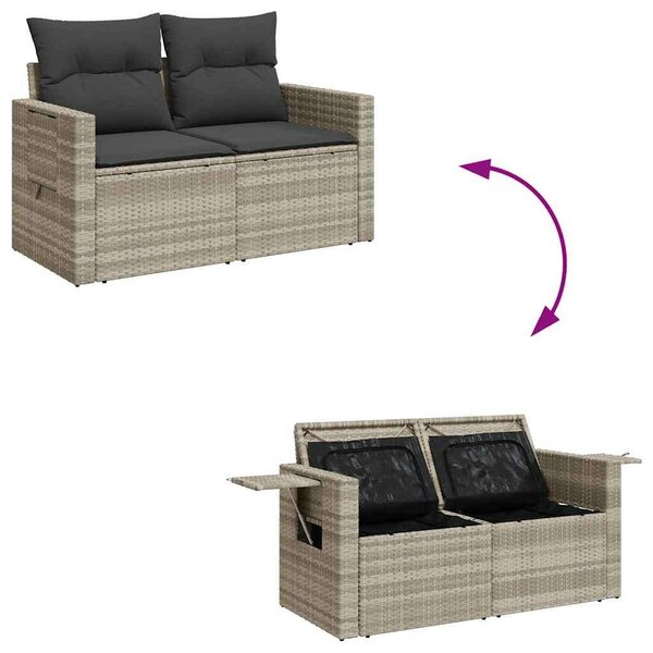VidaXL Polyrattan Kerti Ülőgarnitúra - 6 részes, Világosszürke