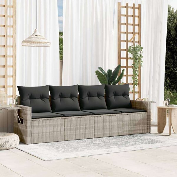 VidaXL Polyrattan Kerti Ülőgarnitúra - 4 részes - Világoszürke