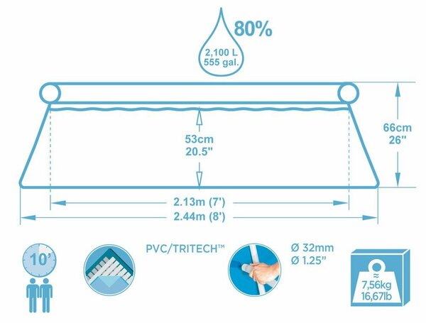 Bestway Fast Set Medence, 2.44m x 61cm, 1880 liter