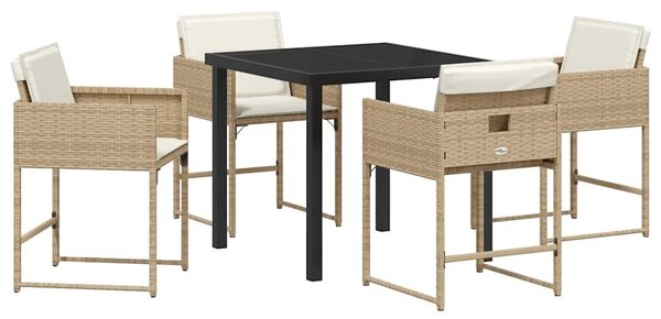 VidaXL Kert étkező szett 5 pcs Bézs polirattan