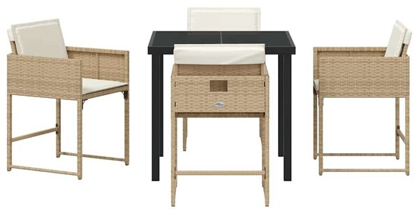 VidaXL Kert étkező szett 5 pcs Bézs polirattan