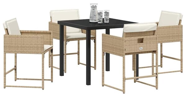 VidaXL Kert étkező szett 5 pcs Bézs polirattan