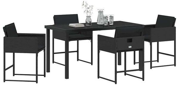 VidaXL Kert étkező szett 5 pcs Fekete polirattan