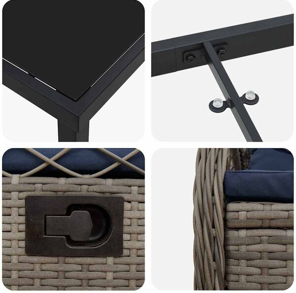 VidaXL Kert étkező szett 3 pcs Szürke polirattan