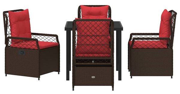 VidaXL Kert étkező szett 5 pcs Barna polirattan