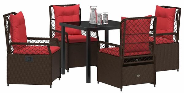 VidaXL Kert étkező szett 5 pcs Barna polirattan
