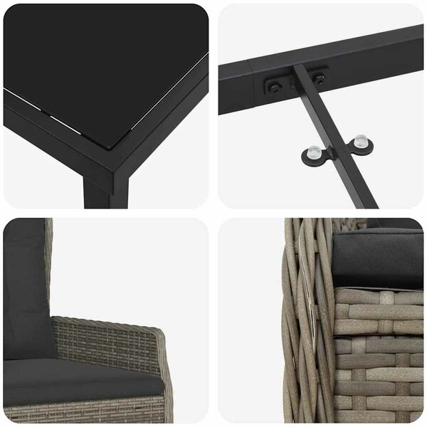 VidaXL Kert étkező szett 7 pcs Szürke polirattan
