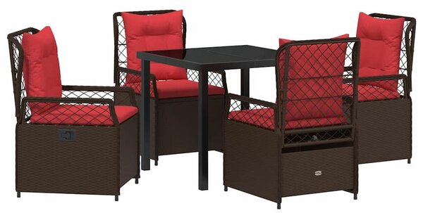 VidaXL Kert étkező szett 5 pcs Barna polirattan