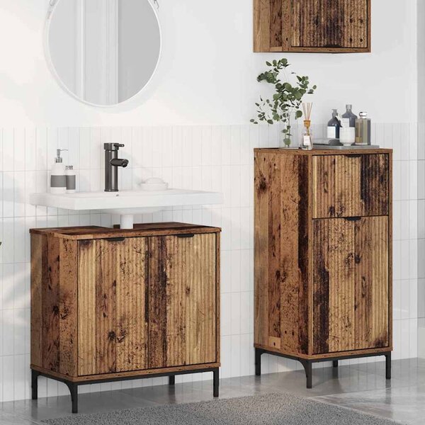Fürdőszoba bútor szett 2 pcs Régi fa 39.5 x 36 x 88 cm Faanyag