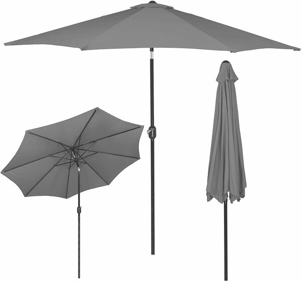 Kerti terasz napernyő, dönthető, kurblis, GU200, 300 cm átmérőjű, grafit színű