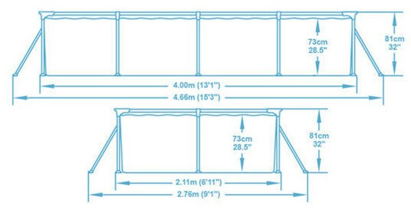 Bestway fémvázas medence, 400x211x81 cm, 5.700 liter, szűrőszivattyúval