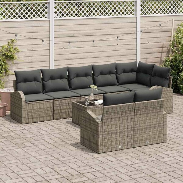 VidaXL Kerti Kanapé Szett Szürke 55 x 55 x 37 cm polirattan