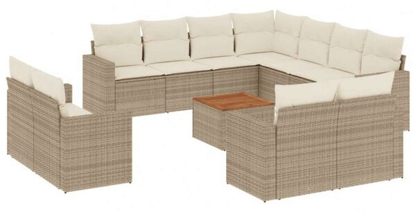 VidaXL 12 részes bézs polyrattan kerti ülőgarnitúra párnákkal