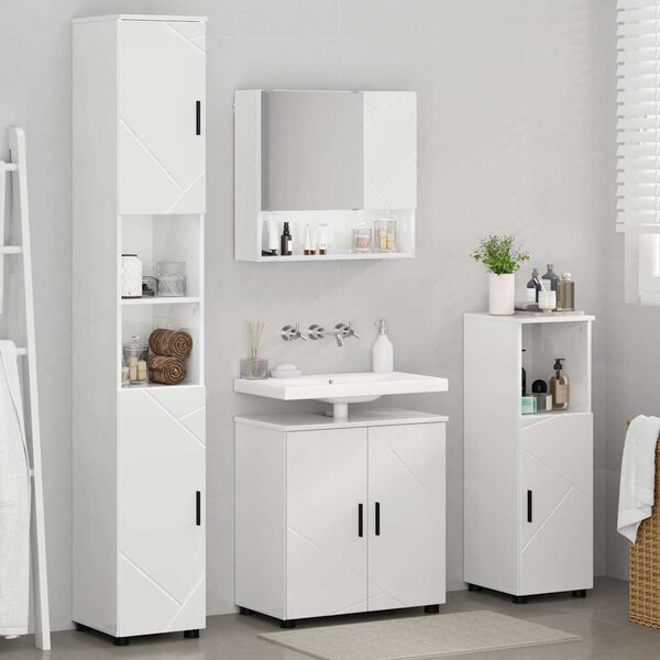 Fürdőszoba bútor szett 4 pcs Magasfényű fehér 61 x 35 x 64 cm