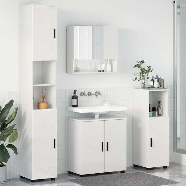Fürdőszoba bútor szett 4 pcs Magasfényű fehér 61 x 35 x 64 cm