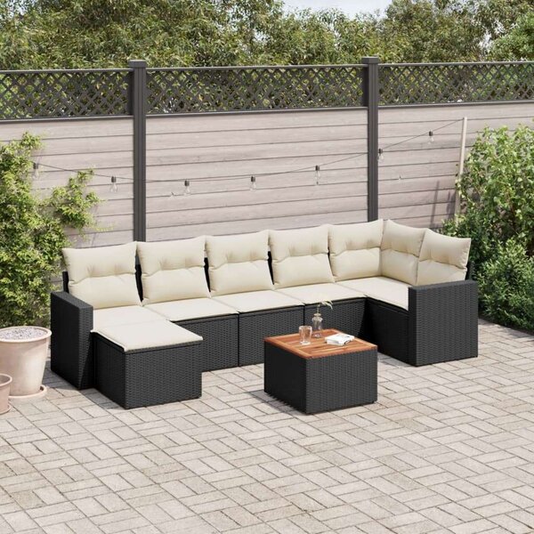 VidaXL Polyrattan Kerti Ülőgarnitúra - 8 részes - Fekete