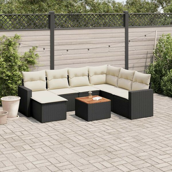 VidaXL Polyrattan Kerti Ülőgarnitúra - 8 részes - Fekete
