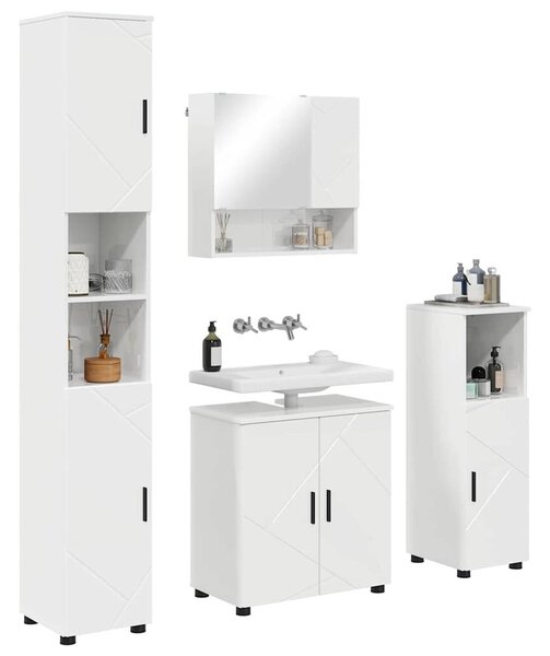 Fürdőszoba bútor szett 4 pcs Magasfényű fehér 61 x 35 x 64 cm