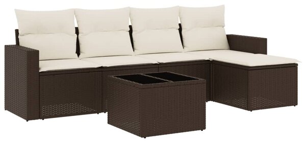 VidaXL 6 részes barna polyrattan kerti ülőgarnitúra párnával